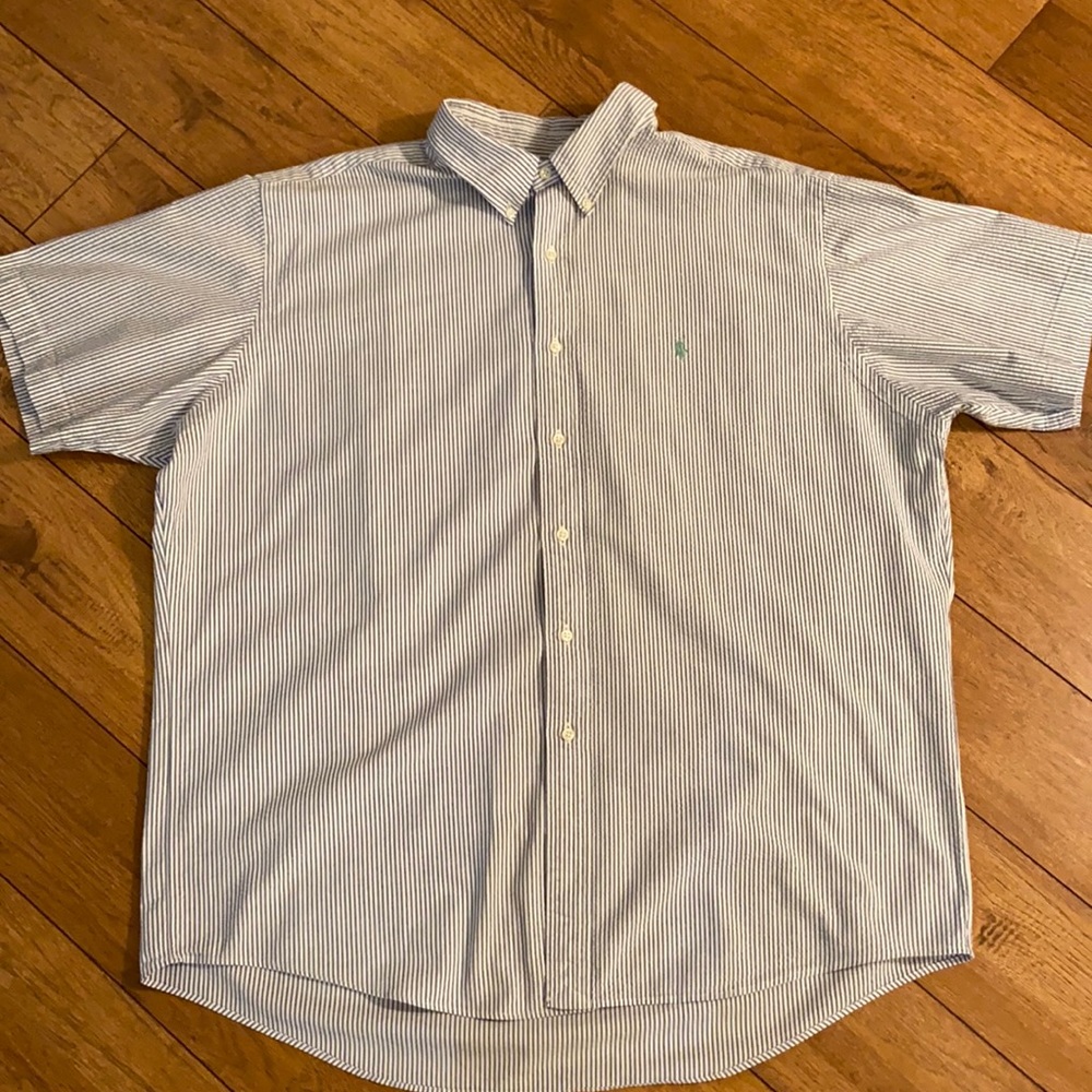 Ralph Lauren Blue White Striped Button Down Shirt